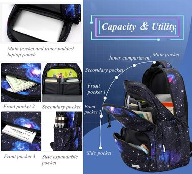 Шкільний рюкзак для хлопчиків Galaxy Print A-блакитний