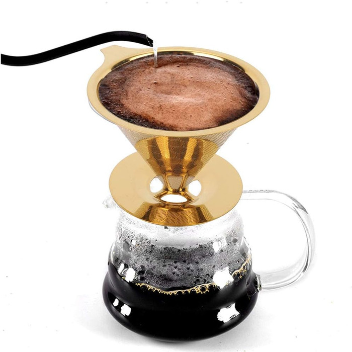 Золотий фільтр для кави Pour-Over з нержавіючої сталі, бджолині соти, багаторазовий, без паперу