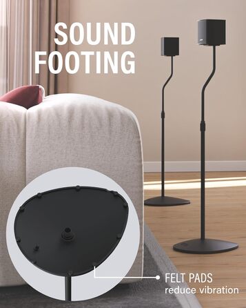 Регульована підставка для динаміків Sanus – висота від 71,1 см до 96,5 см – для сателітів та малих колонок (Bose, Harman Kardon, Polk, JBL, KEF, Klipsch, Sony)