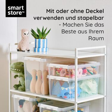 SmartStore - 10x Storage Box with Lid Classic 7.5L (40x30x11cm) | Stackable Box with Lid | Food-Safe Plastic Box | Plastic Box with Lid & Reinforced Corners | 10 Year Warranty