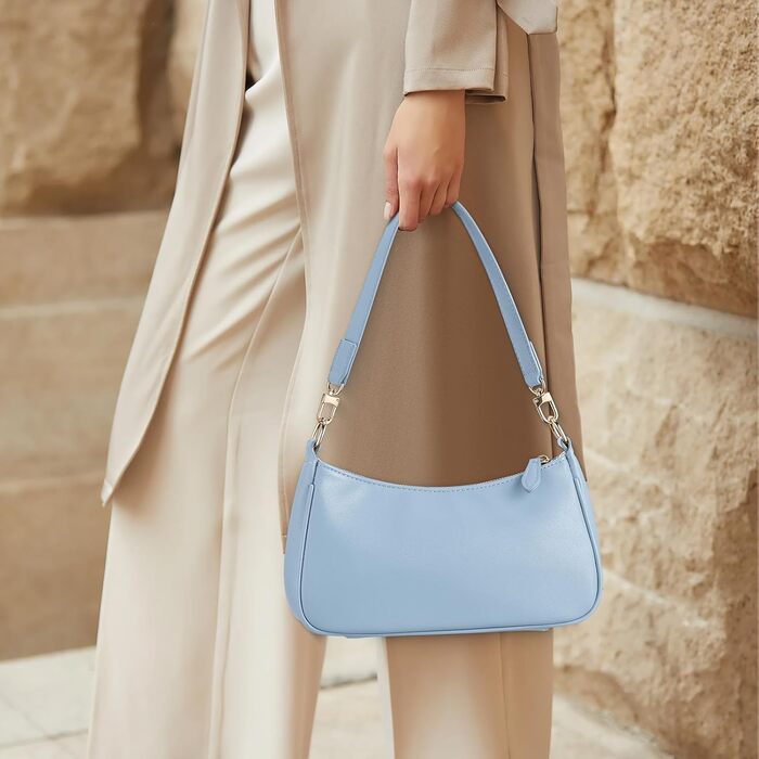 Сумка жіноча WantGor Clutch Tote через плече міні Hobo Bag блакитна екошкіра ретро