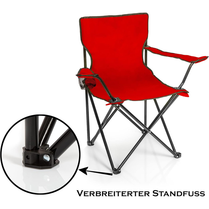 Крісло для риболовлі BigDean, складане, з підстаканником та сумкою - крісло для кемпінгу, риболовлі, саду (червоне)