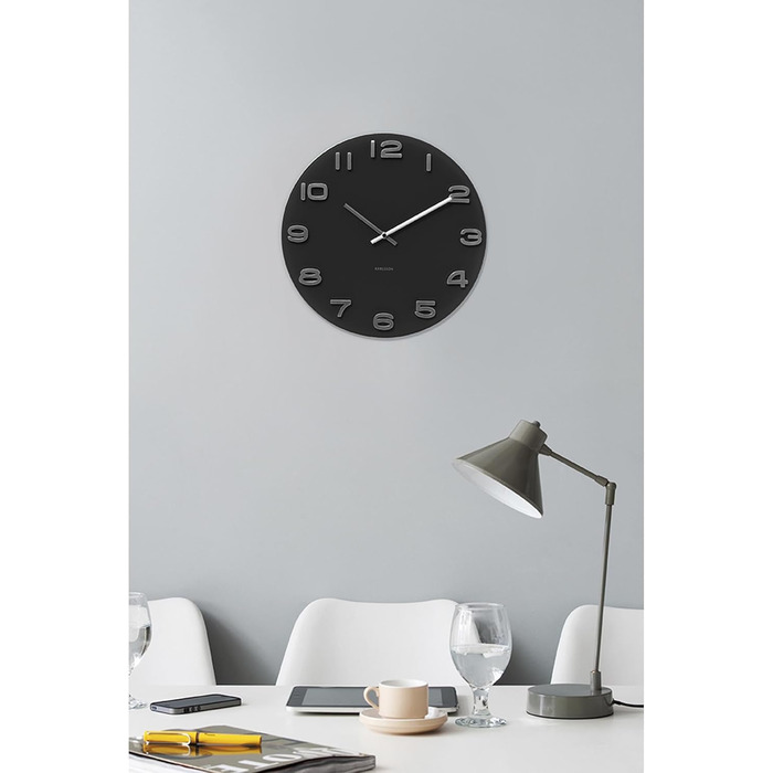 Karlsson Wall Clock Vintage - White - Ø35cm - Round - Glass - Modern Living Room Wall Clock - Wall Clocks (Black)