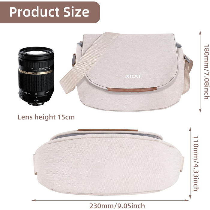 Сумка для камери: сумісна з Fujifilm, Canon, Nikon, Sony SLR/DSLR, водонепроникна, стильна, універсальна (бежевий, сірий)