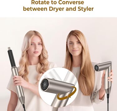 Airstyler 5 в 1: Фен-щітка, плойка для локонів, випрямляч волосся, чорний (Platin-gold)