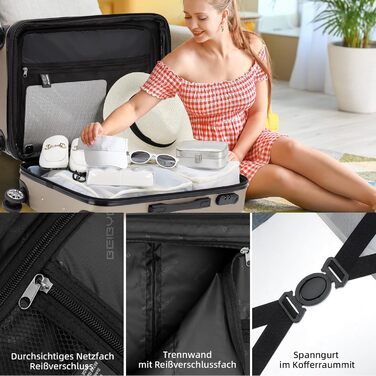 Чемодан BEIBYE Zwillingsrollen 2066 з жорстким корпусом: 15 кольорів, ABS-пластик, кодовий замок, подвійний замок, ексклюзивний інтер'єр, багатофункціональний