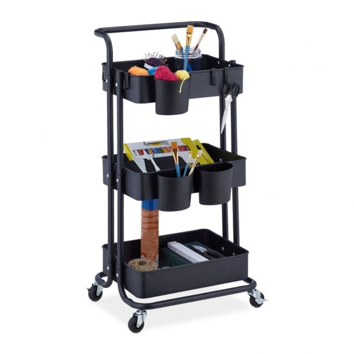 Relaxdays 3-Tier Rolling Cart