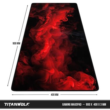 Килимок для миші CSL Titanwolf XXL - 900 x 400 мм - Red Smoke