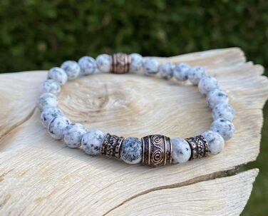 Браслет Вікінгів з жадеїту (8 мм) | Ручна робота | З подарунковою коробочкою | 22 см