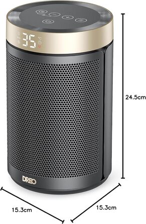 Електричний обігрівач Dreo Atom 316: тихий, 1500W, керамічний PTC, термостат, захист від перегріву та перекидання, таймер 12 годин. Підходить для спалень та інших кімнат.