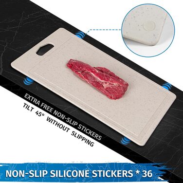 Набір обробних дощок 3 шт. з імітацією граніту, антиковзаючі наклейки, жолоб для соку, BPA-Free, з ручкою. Пластикові обробні дошки, антибактеріальні, кухонні аксесуари, гаджети, помічники (Бежевий, 3 шт.)