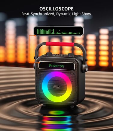 Караоке машина для дорослих та дітей – портативна система з 2 мікрофонами, Bluetooth, TF, USB, AUX, TWS, динамік, чорна