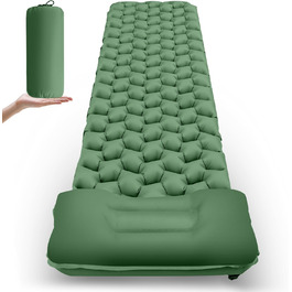 Isomatte Camping Ultralight Inflatable Sleeping Pad with Pillow - Waterproof Folding Air Mattress for Camping, Hiking, Travel & Backpacking (Green)
