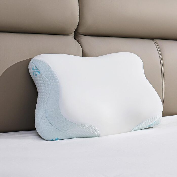 Ортопедична подушка CloudÉtoile з Memory Foam 2-в-1: ергономічна подушка для сну на боці, спині та животі. Біла, 64x38x12 см.