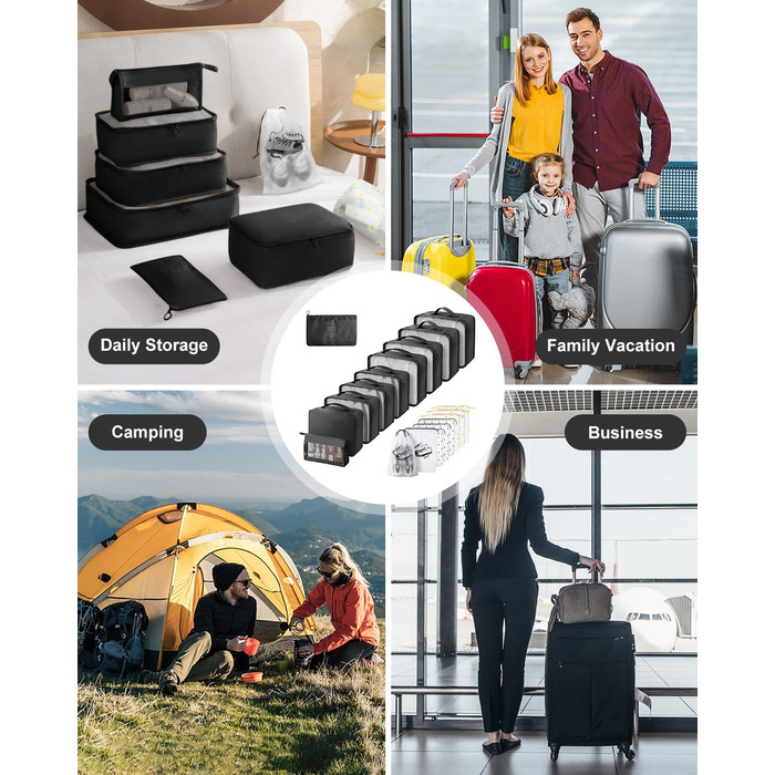 Набір органайзерів для валізи 18 шт., водонепроникні Packing Cubes, чорний - ідеальний органайзер для подорожей з сумкою для одягу