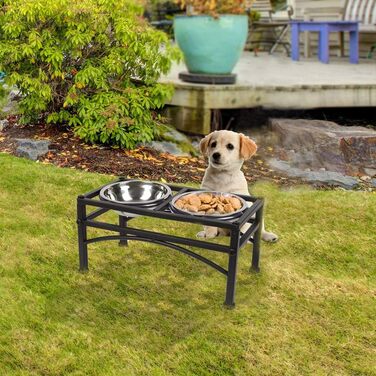 Підвищена годівниця для собак Funkeen - набір з 3 шт. з нержавіючої сталі, подвійні знімні миски, для корму та води, підходить для середніх собак