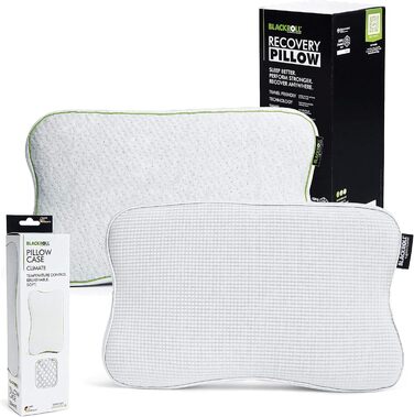 BLACKROLL® Recovery Pillow Set (50 x 30 cm), orthopedic pillow with additional cover, ergonomic head pillow with travel bag, neck pillow made of viscose memory foam, Made in Germany, Climate pillow + Climate pillow cover