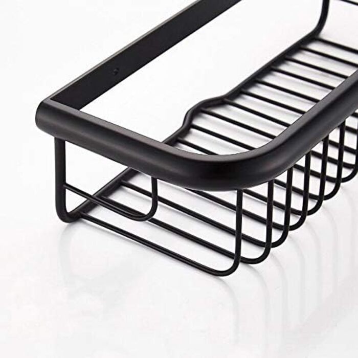 Shower caddy with oiled bronze finish, wall-mounted, bathroom shelf, storage holder for bath soap and shampoo, 30 cm length