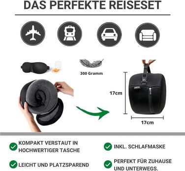 Подушка для шиї AIRTH® 360° з піною з пам'яті та зручним кріпленням - ергономічна підтримка шиї з знімним чохлом для максимального комфорту та відпочинку (сіра)