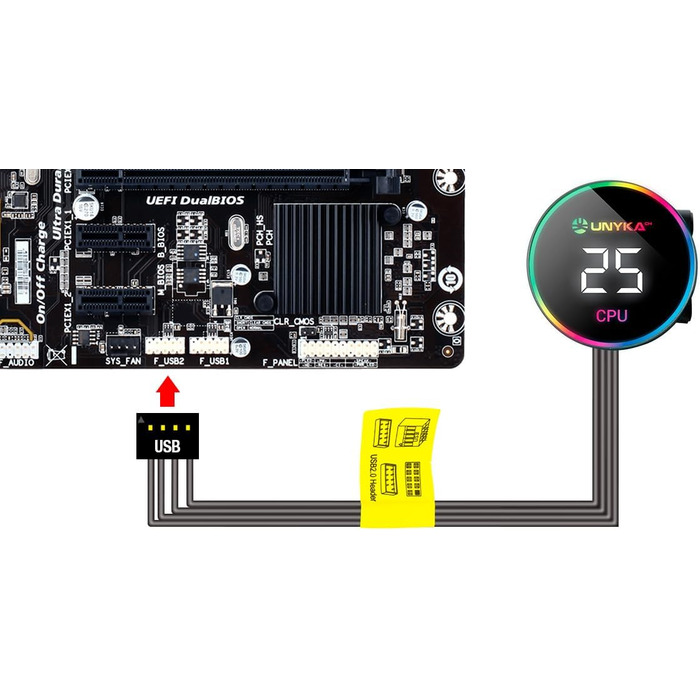 UNYKAch AQUASTORM Black 120 - Рідинне охолодження CPU з RGB вентилятором та датчиком PWM