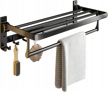 Складаний рушникотримач у ванну кімнату: підвісна штанга з гачками в стилі Лофт