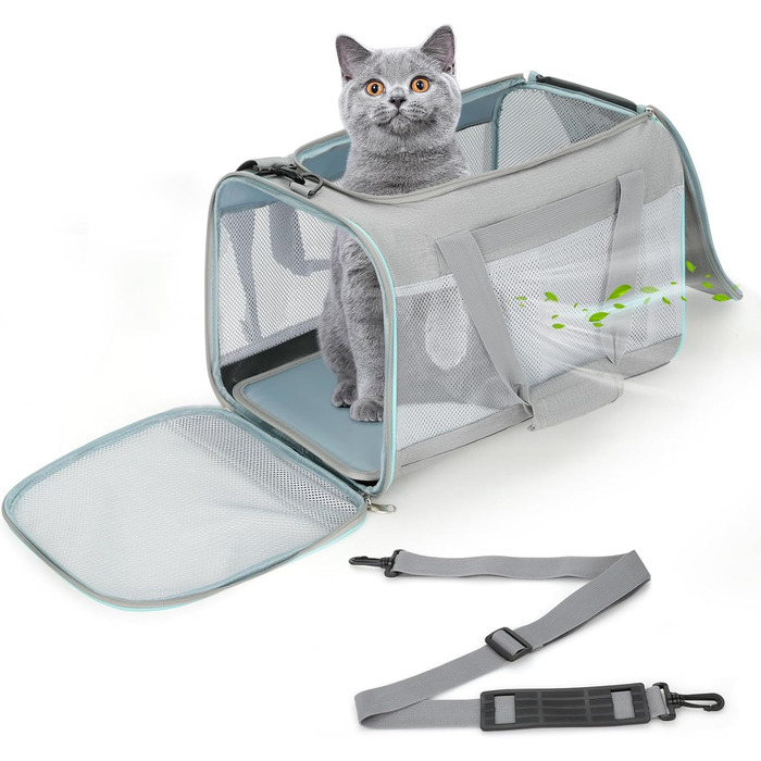 Транспортна сумка Cozary для котів та собак, переноска для тварин, сіра (44x30x30 см)