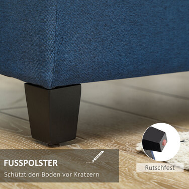 HOMCOM Storage Bench, Ottoman, Entryway Bench with Button Tufting, 125.1 cm x 48.9 cm x 41.3 cm, Blue