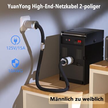 HiFi мережевий кабель Audiophile 10AWG з родієвим роз'ємом IEC320-C15, для підсилювача, сабвуфера та програвача вінілу, вуглецеве волокно, 2м