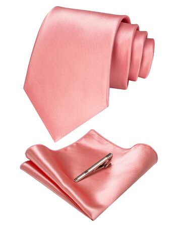 Чоловічий шовковий краватка-набір JEMYGINS: краватка, нагрудна хустка та затискач для краватки (квітковий пудровий, світлий пудровий)