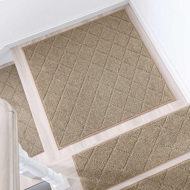 Ковзаючі килимки на сходи COSY HOMEER, 15 шт., 70 x 22 см, антиковзаючі, самоклеючі, машинне прання, 100% поліестер, TPE-підкладка, для дітей, літніх людей та домашніх тварин, сірий та білий