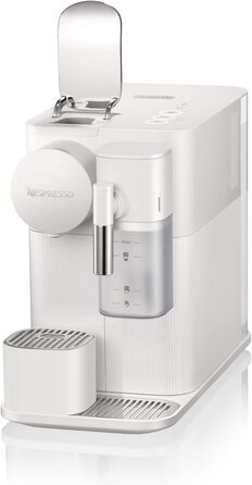 Кавова машина капсульна Nespresso De'Longhi Lattissima One EN510.W з автоматичною системою приготування молока, 3 кнопками вибору напоїв, резервуаром для води 1 л, тиском помпи 19 бар, швидким нагріванням за 25 секунд, автоматичним вимкненням, біла Porcel