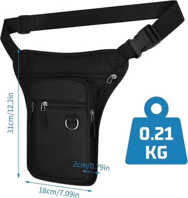 Чоловіча/Жіноча нагрудна сумка-чохол на ногу, валіза на стегно, чорна. Багато кишень, водонепроникна, для мотоцикла, походів, хайкінгу