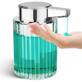 Phneems Automatic Soap Dispenser Glass Electric Soap Dispenser With Sensor 3 Adjustable Levels Soap Dispenser Automatic Dish Soap Dispenser USB Charging IPX5 Waterproof FOR Bathroom Kitchen Gel