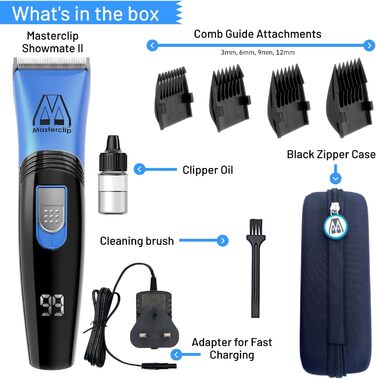 Професійна машинка для стрижки собак Masterclip Showmate II (блакитна), бездротова, акумуляторна, для собак, котів та інших тварин