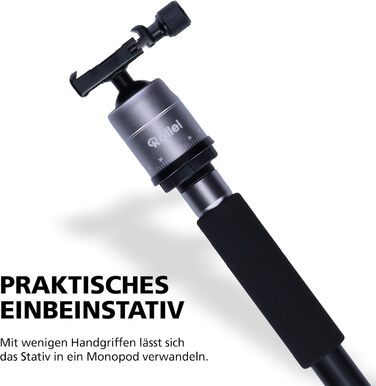 Штатив Rollei Compact Traveler No.1 143cm для камери з кульковою головкою. Легкий штатив для подорожей, сумісний з Arca Swiss, для DSLR та смартфонів (алюміній, титан)