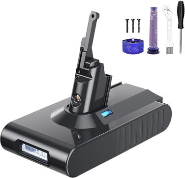 Акумулятор Powtree 6000mAh для пилососа Dyson V8 Absolute Animal Fluffy Motörhead Exclusive (2 фільтри, викрутка, 3 гвинти, щітка)