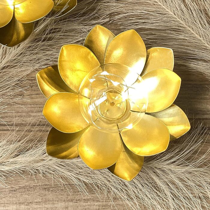 Настільна лампа JHY DESIGN 2 шт. на батарейках, золотий лотос, 20 см, для дому, вечірок, саду