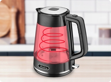 Електричний чайник Amica KD 2050G, 2200 Вт, 1,7 л, сріблястий/сірий