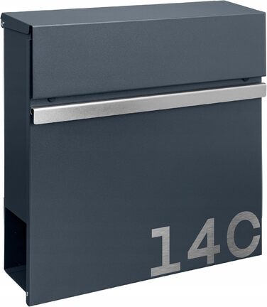 Поштова скринька настінна Anthrazit RAL 7016 для газет, велика (XXL, Laser 2) з можливістю нанесення адреси