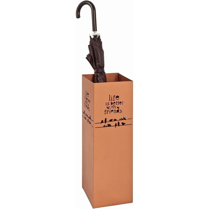 HAKU Modern White Metal Umbrella Stand - 16x48x16 cm - Copper Accents