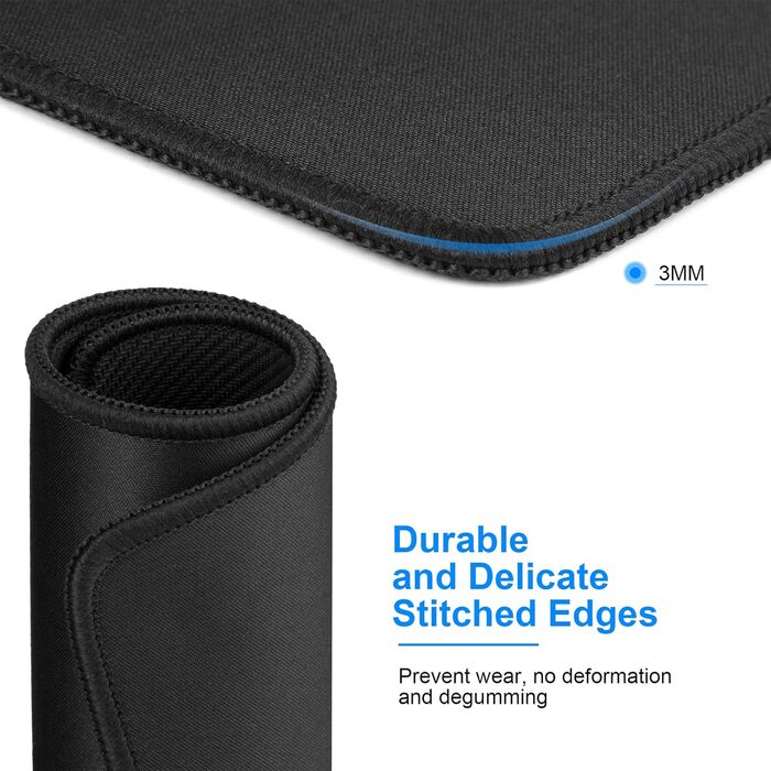 KTRIO Комплект килимків для миші 3 шт. (275x215 мм, чорний) з антиковзаючою основою та прошитими краями