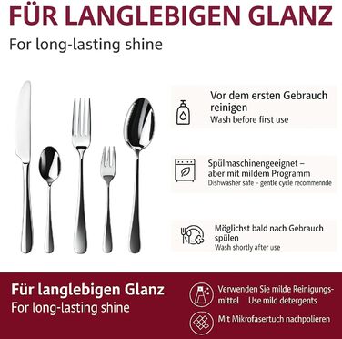 Набір столових приборів 60 предметів для 12 осіб з нержавіючої сталі – елегантний набір, полірований до блиску, придатний для миття в посудомийній машині та стійкий до іржі; для вишуканого сервірування столу в будні та на свята (Модель 3)