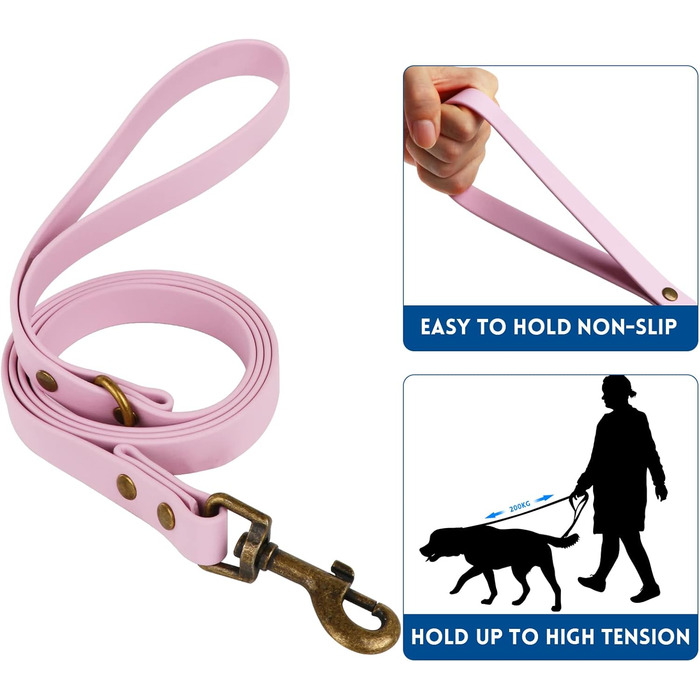 Набір повідка та нашийника для собак Wisedog: регульовані, міцні нашийники та повідки для собак маленьких, середніх та великих порід, з тримачем для пакетів для екскрементів (M, Оливковий). Колір: Зелений (XS(Нашийник: 22-30 см; Повідок: 1,2 м), Блідо-рож