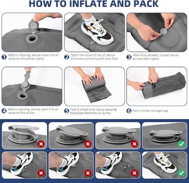 Isomatte GLMNES Isomatte, ультралегка, надувна, для кемпінгу, з інтегрованою помпою, для відпочинку на природі, туризму, з сумкою та ремкомплектом (блакитна/сіра, Extra Dick)