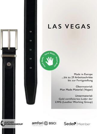 Чоловічий шкіряний ремінь FENIX LAS VEGAS з пряжкою, регульований, колір Jet Black, розмір 105