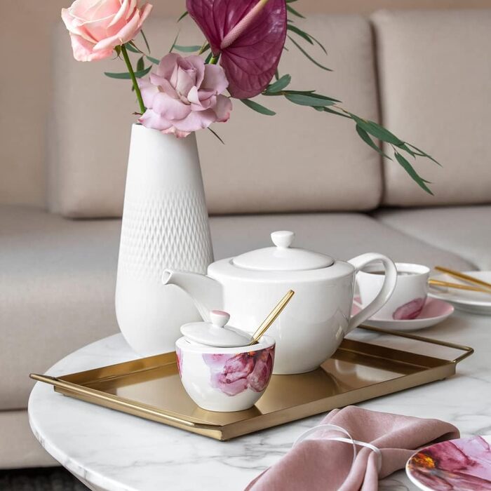 Villeroy & Boch For Me Teapot, White Porcelain Teapot with Handle and Lid made of Premium Porcelain, Dishwasher-Safe, 1300 ml