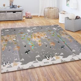Paco Home Play Mat, Crawling Mat, Baby/Kids Mat, Foldable, Reversible, Animal Motif, Size: 180x200 cm, Color: Multicolor 3, 180 x 200 cm (Rectangular), Multicolor 3
