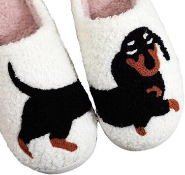 Тапочки для дому Dachshund (такса) чорного кольору, жіночі/чоловічі, з м'якої піни з пам'яті, теплі, плюшеві, 40/41 EU