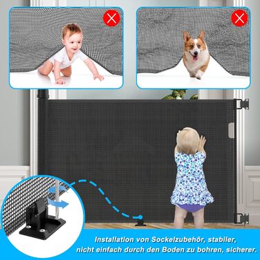 Захист для воріт/сходи NAIZY Rollo - сітка-рольо для дітей та тварин, 300 см, чорний