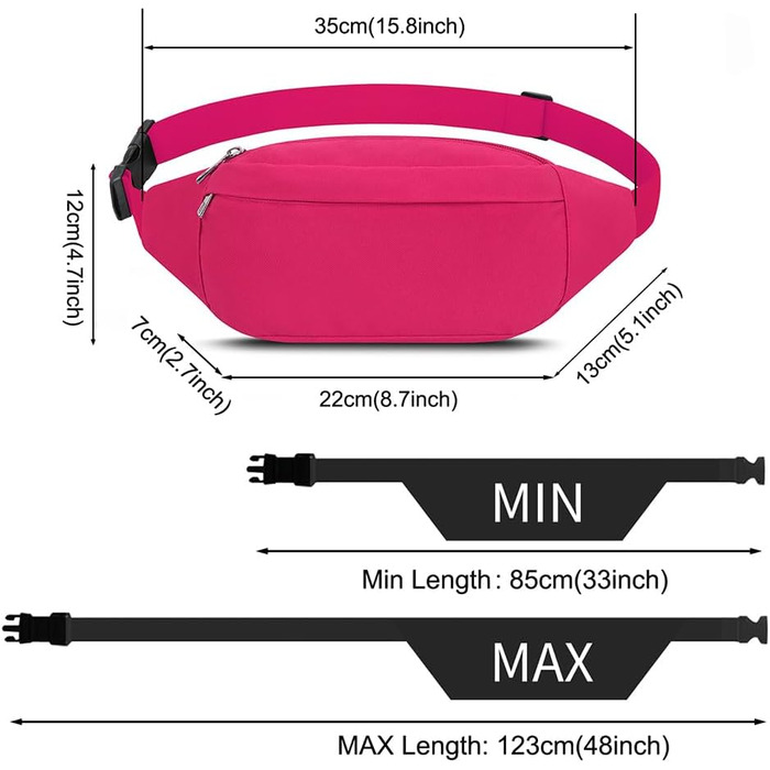 Сумка на пояс для жінок та чоловіків. Ідеальна для туризму, фітнесу, їзди на велосипеді, активного відпочинку та подорожей. Сумка-шоппер, гаманець, пакунок (D1-rose, червоний)